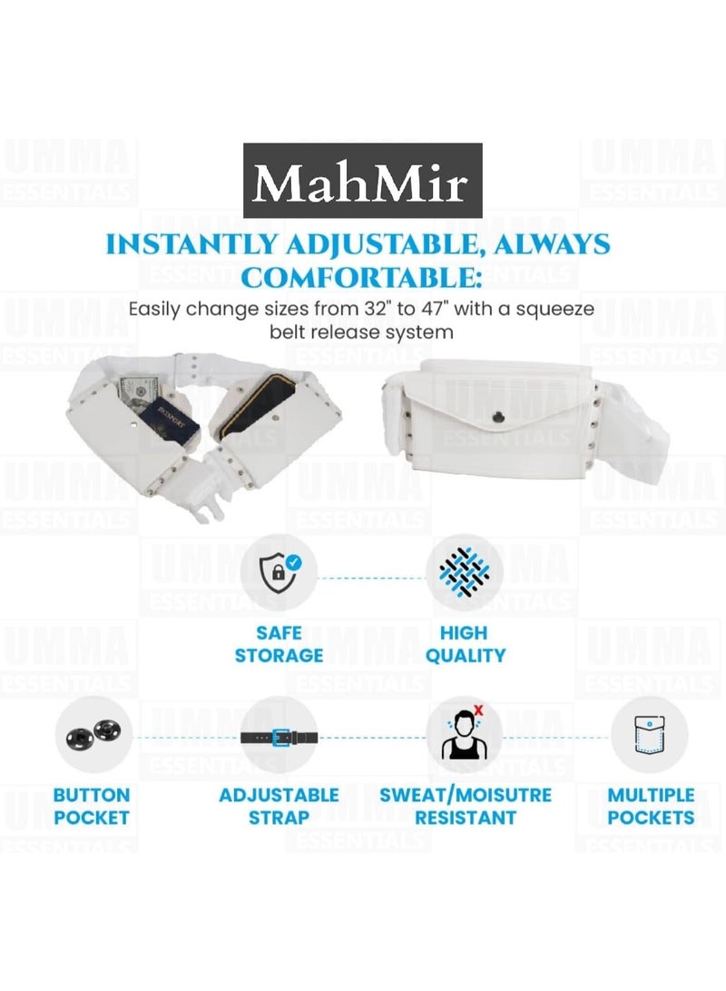 ماهمير حزام إحرام فاخر للرجال من ماهمير - مريح، قابل للتعديل، حزام أبيض للحج والعمرة، غير مخيط، مقاوم للماء، يتبع السنة، مثالي للإحرام - Image 3