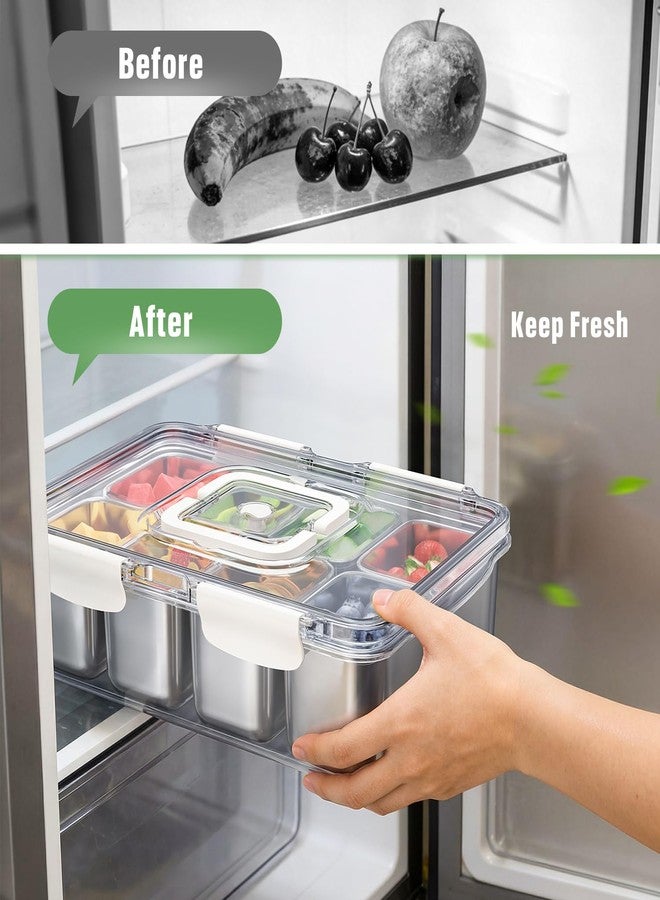 DAOTENGQL Stainless Steel Snackle Box, 4 Compartment Divided Serving Tray with Lid & Handle, Portable BPA-Free Snack Box for Fruits, Nuts & Veggies, Keep Food Fresh & Organized, Ideal for Travel,Picnic & Beach - Image 5