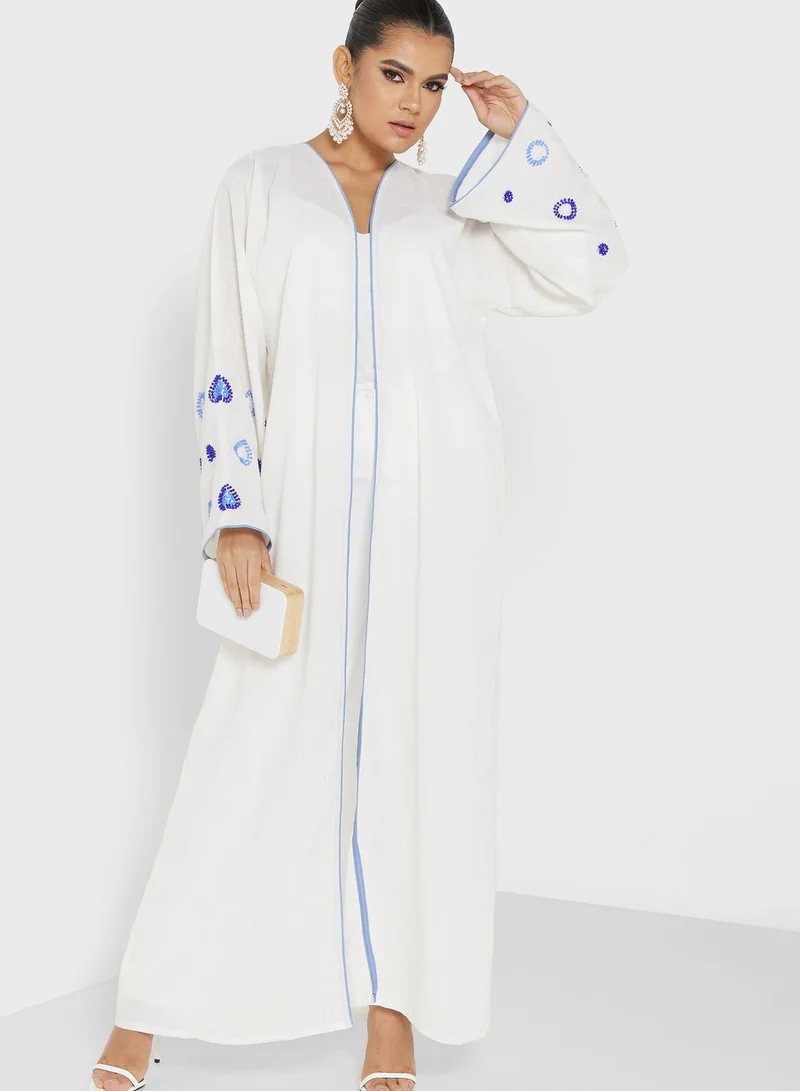 hayas closet Embellished Wide Sleeve Abaya
