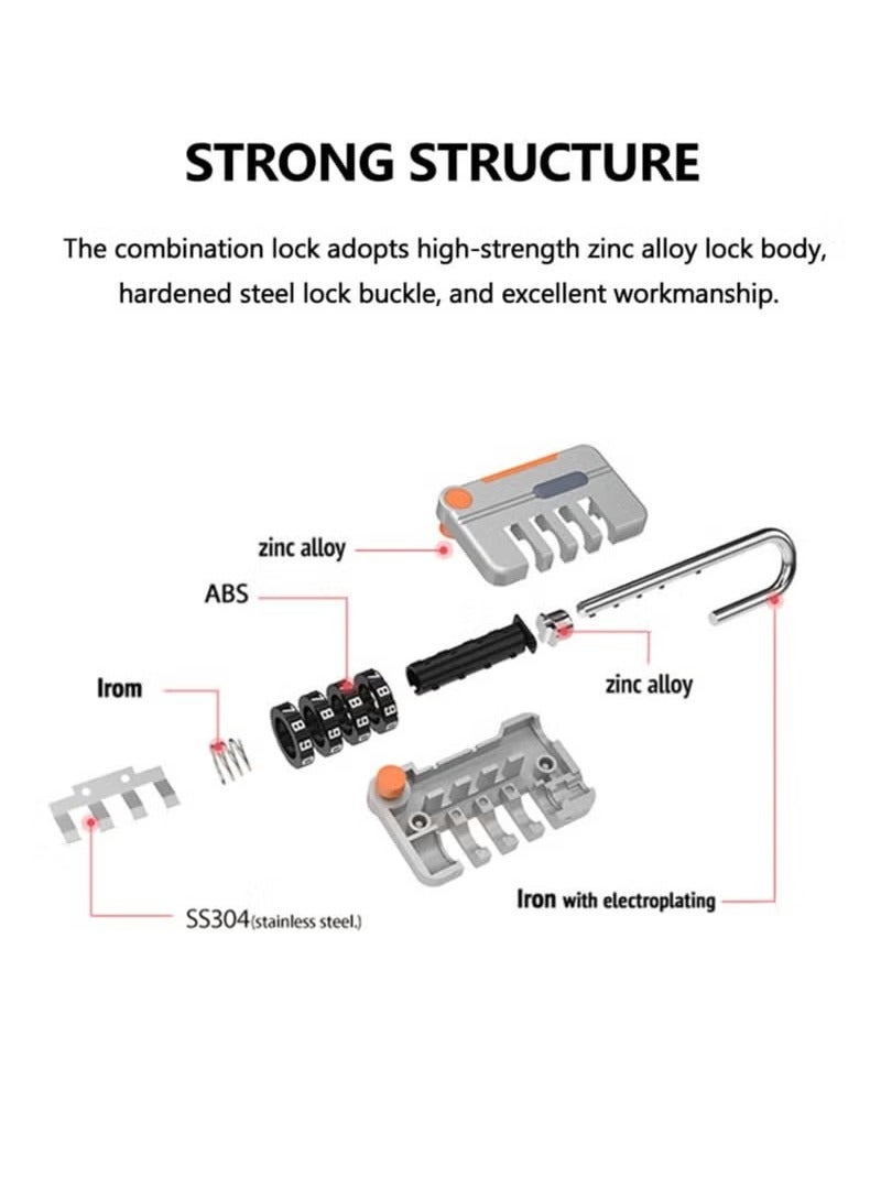 Drawer and suitcase combination lock, black and grey, 2 pieces - Image 5