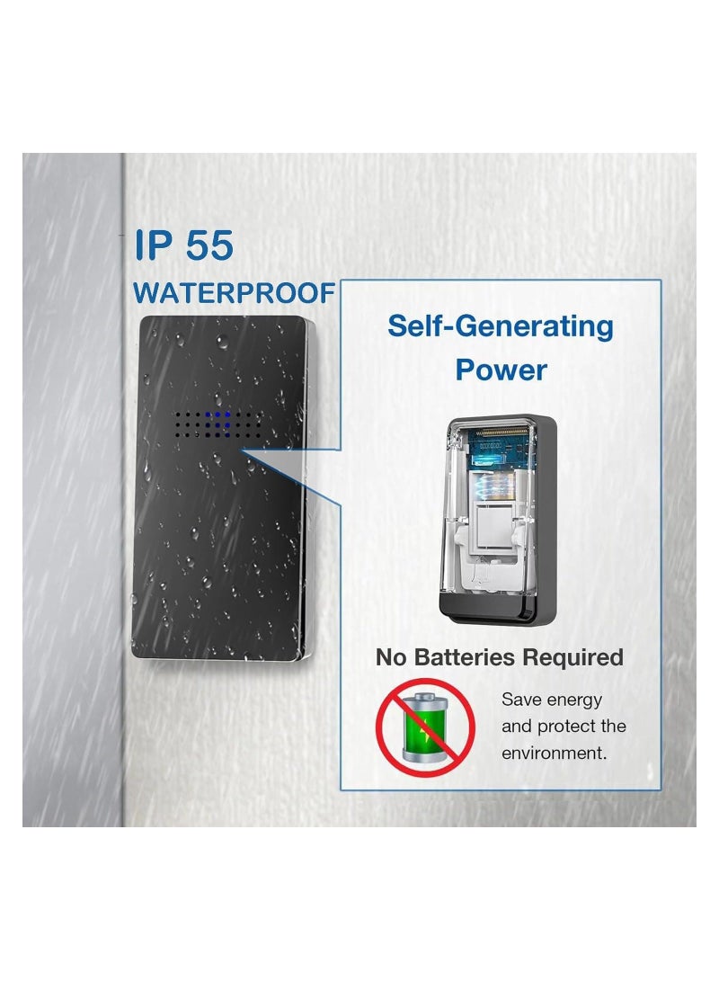 Wireless Doorbell, Elevate Your Space with Smart Wireless Doorbell - Self-Powered, Thermometer, 38 Chimes, Cordless Design - Perfect for Home, Classroom, Office (One/two Black) - Image 4