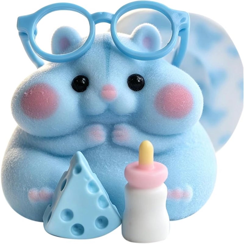 Handmade Taba Squishy Hamster Toy, Cute Squishy Hamster Fidget Toy, Realistic Hamster Toy, Soft Silicone Mochi Furry Toy, Stress Relief Gift for Adults & Kids, Sensory Anxiety Plushie (Blue) - Image 1