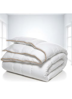 Elegence Bedding Comforter Duvet Insert White Downproof Cotton All Seasonal Quilted Comforter Stitched Quilting Duvet With White Gold Cord (160X220Cm)