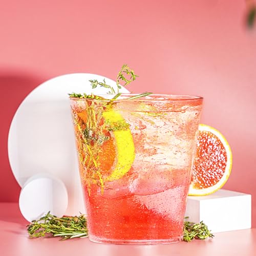 BHUCUTU 9oz Red Glitter Cups Disposable Wine Glasses Fancy Party Cups Clear Plastic Tumblers for Dessert, Drinking, Wedding, Party & Cocktail (25) - Image 4