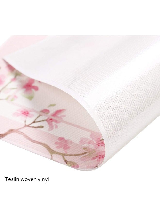 Topadorn Woven Vinyl Placemats Plastic Placemats Wipeable Washable Kitchen Dining Table Mat Outdoor Non Slip Heat Stain Resistant, Pink, Table Mats Set of 4 - Image 4