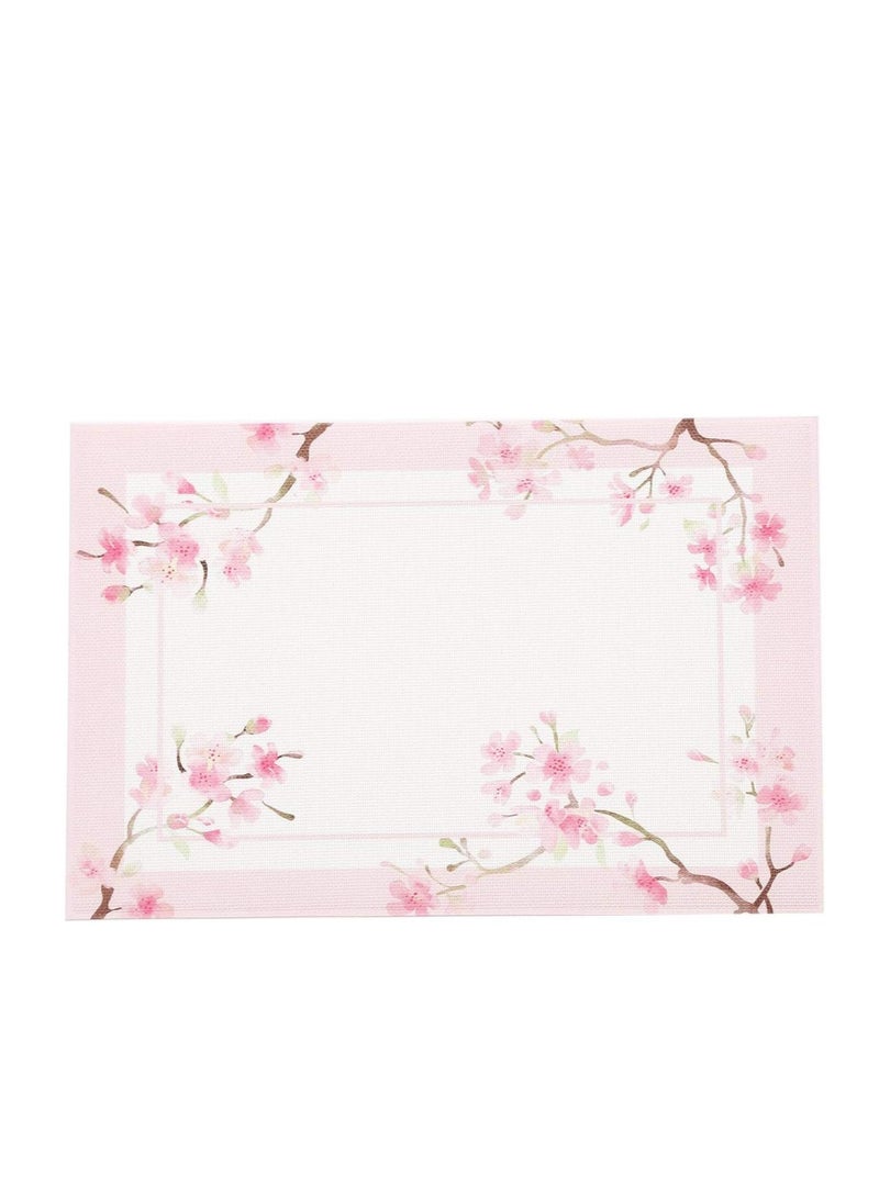 Topadorn Woven Vinyl Placemats Plastic Placemats Wipeable Washable Kitchen Dining Table Mat Outdoor Non Slip Heat Stain Resistant, Pink, Table Mats Set of 4 - Image 1