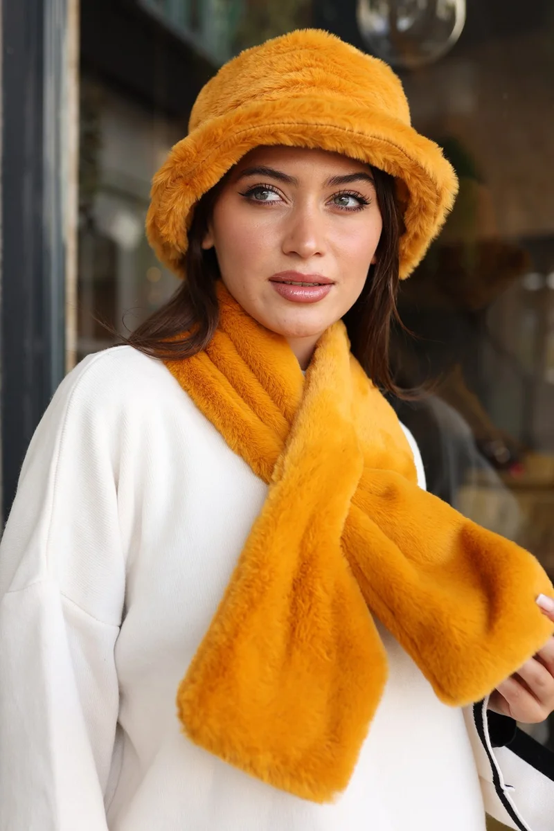 ريمسا مايو Remsa Swimwear Women Plush Scarf Neck Collar Scarf Rkb-01 Mustard