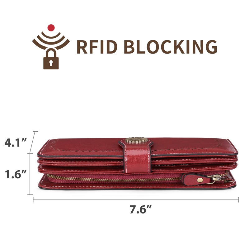 SENDEFN Wallets for Women Leather Credit Card Holder with RFID Blocking Large Capacity Wristlet - Image 3