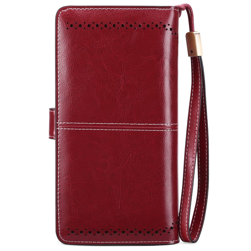 SENDEFN Wallets for Women Leather Credit Card Holder with RFID Blocking Large Capacity Wristlet - Image 5