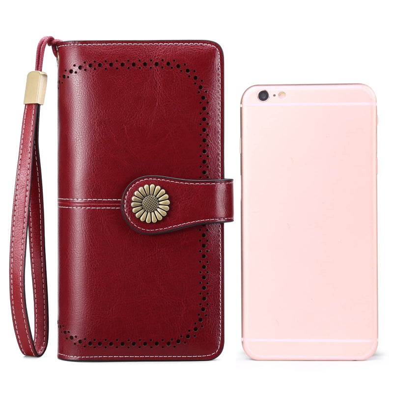 SENDEFN Wallets for Women Leather Credit Card Holder with RFID Blocking Large Capacity Wristlet - Image 4