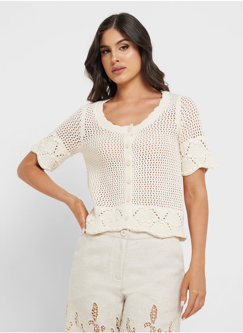 VERO MODA - Button Down Knitted Cropped Cardigan - Image 1