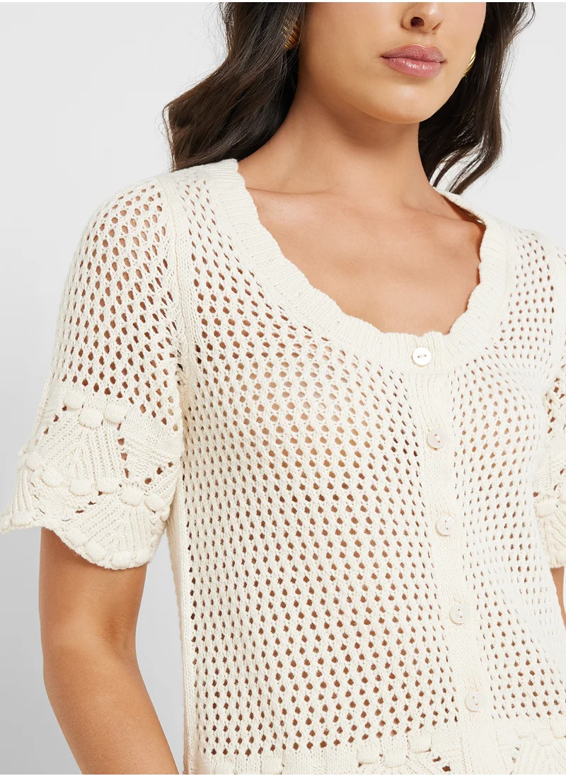 VERO MODA Button Down Knitted Cropped Cardigan