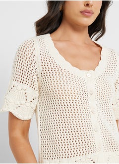 VERO MODA Button Down Knitted Cropped Cardigan  - Image 3