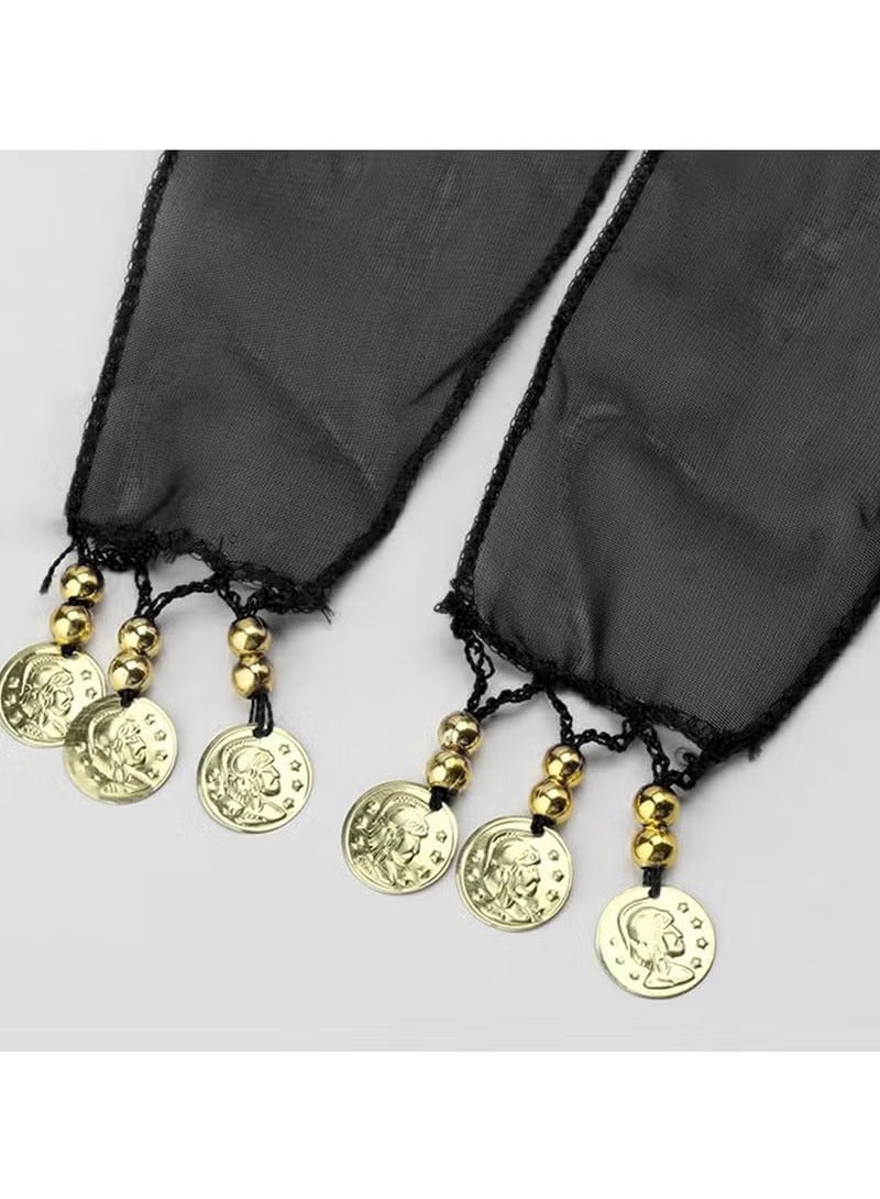 وشاح الورك لرقصة البطن وحزام الخصر مع عملات ذهبية - Image 3