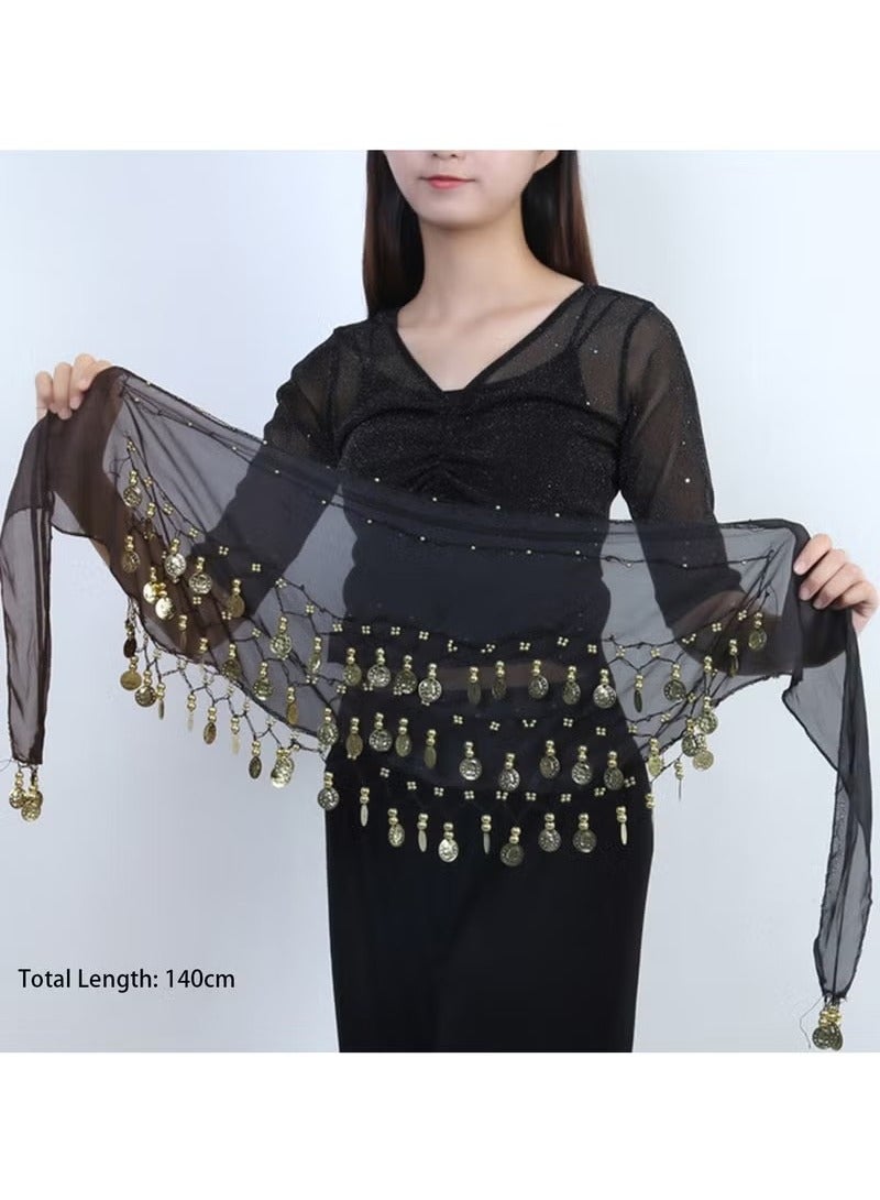 وشاح الورك لرقصة البطن وحزام الخصر مع عملات ذهبية - Image 5