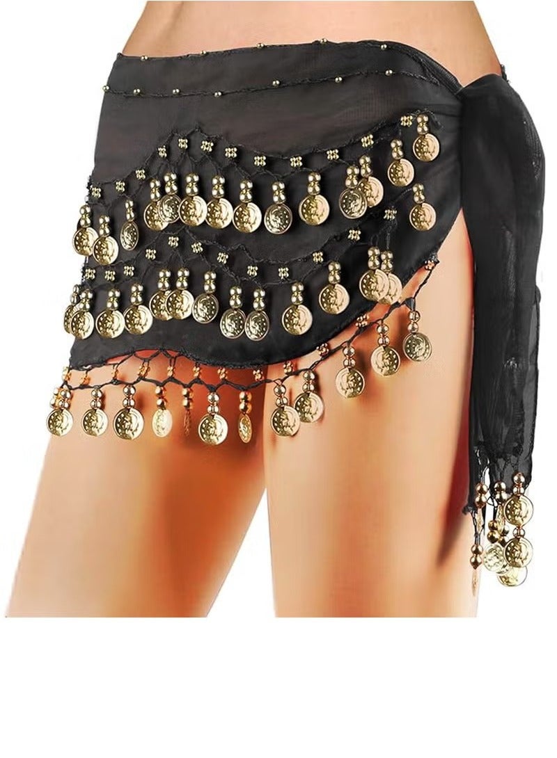 وشاح الورك لرقصة البطن وحزام الخصر مع عملات ذهبية - Image 1