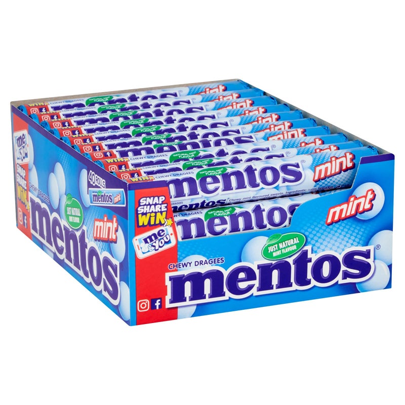 Mentos Mint Chewy Dragees 38 g Pack of 40