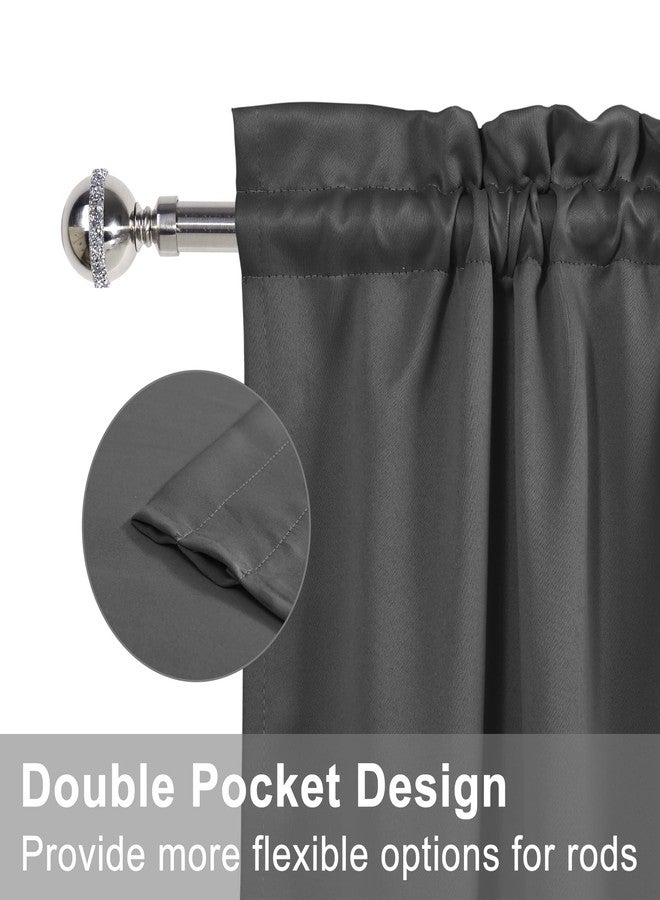 XWZO Door Curtains for Window, Thermal and Room Darkening for French Door, Rod Pocket Blackout Curtains for Kitchen, 54 x 40 Inches Long, Dark Grey, 1 Panel - Image 4