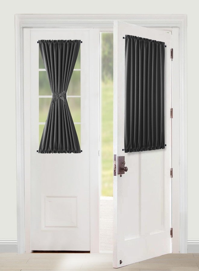 XWZO Door Curtains for Window, Thermal and Room Darkening for French Door, Rod Pocket Blackout Curtains for Kitchen, 54 x 40 Inches Long, Dark Grey, 1 Panel - Image 1