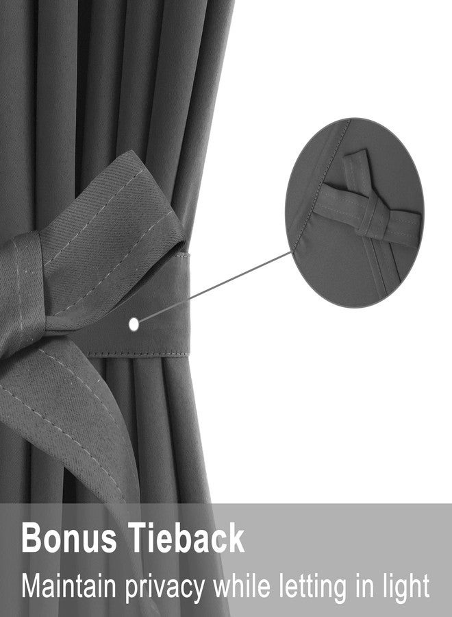 XWZO Door Curtains for Window, Thermal and Room Darkening for French Door, Rod Pocket Blackout Curtains for Kitchen, 54 x 40 Inches Long, Dark Grey, 1 Panel - Image 3