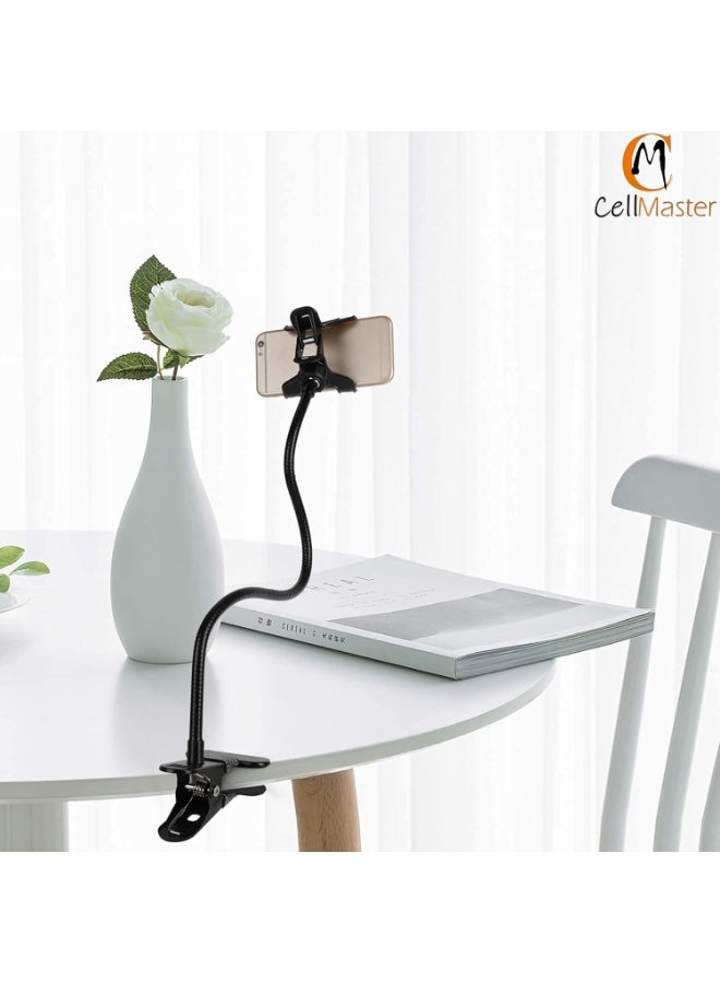 Metal 360 Degree Flexible Portable Foldable -Lazy Stand Bracket Cell Phone Holder/Gooseneck Long Arm Clip Mobile Stand for Table Mobile Stand for Bed Office - Image 3