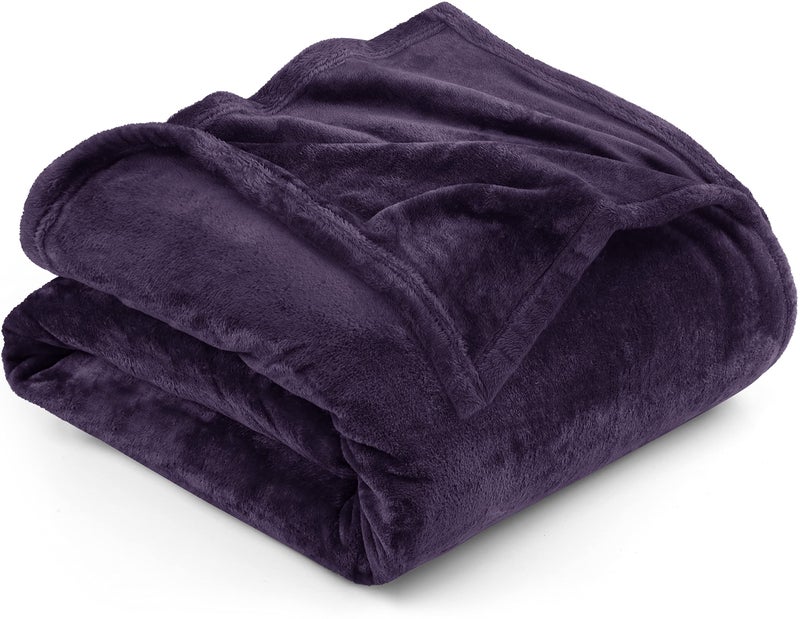 Utopia Bedding Fleece Blanket Queen Size Purple 300GSM Luxury Anti-Static Fuzzy Soft Microfiber Bed Blanket (90x90 Inch) - Image 1