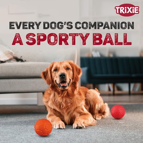 Trixie | Sports Ball Toy for Dogs and Cats | Natural Rubber Sport Ball with Attractive Bouncing Quality to Attract Your Pet's Attention- 7 cm with 2in1 Food/Water Feeder(1L) - Image 3