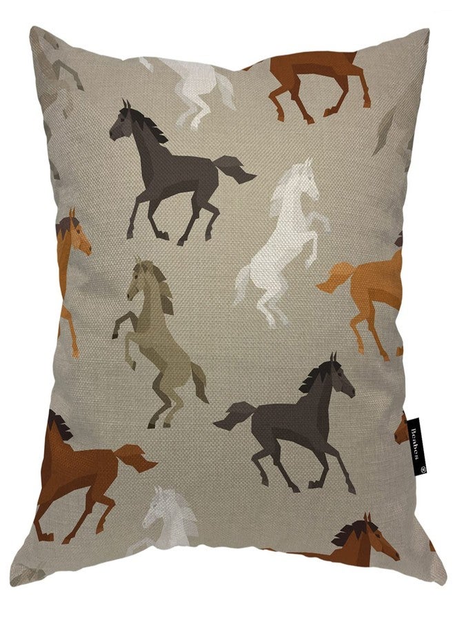 Beabes Throw Pillow Cover 18"X18" Horses,Colorful Wild Animal Horse Running Square Pillow Covers Cotton Linen Cushion Case for Home Office School for Men/Women/Boys/Girls - Image 1