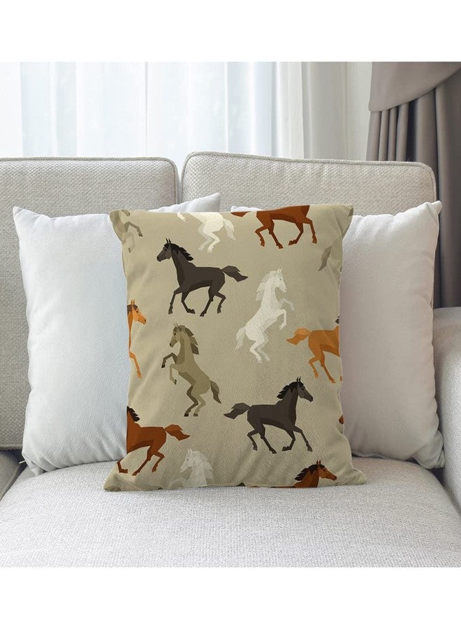 Beabes Throw Pillow Cover 18"X18" Horses,Colorful Wild Animal Horse Running Square Pillow Covers Cotton Linen Cushion Case for Home Office School for Men/Women/Boys/Girls - Image 2