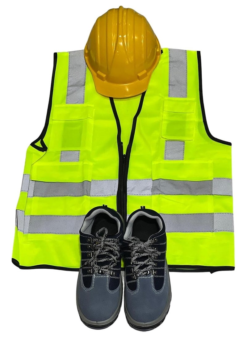A set of SMG shoes, size 43, a white hat, and an orange jacket, size XL 