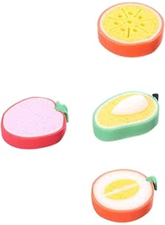 4Pcs Fruit Shaped Non Stick Kitchen Sponges Set Effective Stain Removal Dishwashing Scrubbing Towels Random Color - Image 1