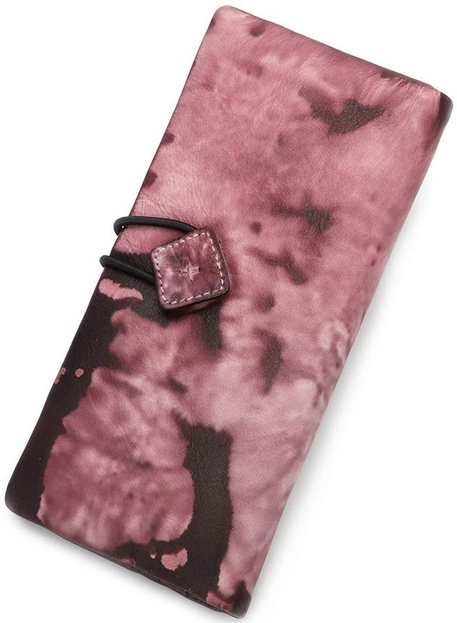 IVTG Genuine Leather Wallet for Women long Purse Slim Clutch vintage cowhide handmade Cash Card Holder Organizer (Pink) - Image 1