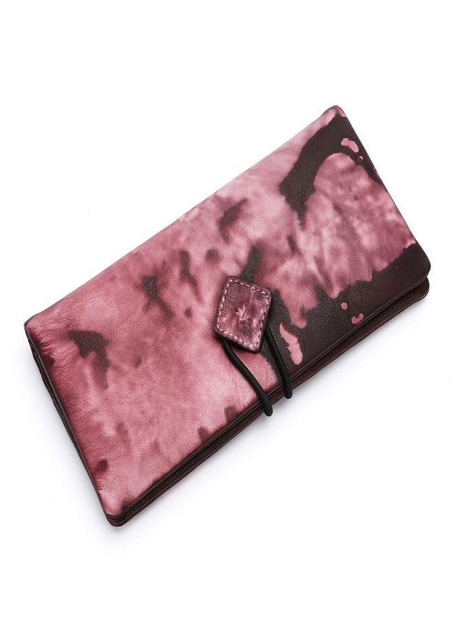IVTG Genuine Leather Wallet for Women long Purse Slim Clutch vintage cowhide handmade Cash Card Holder Organizer (Pink) - Image 2