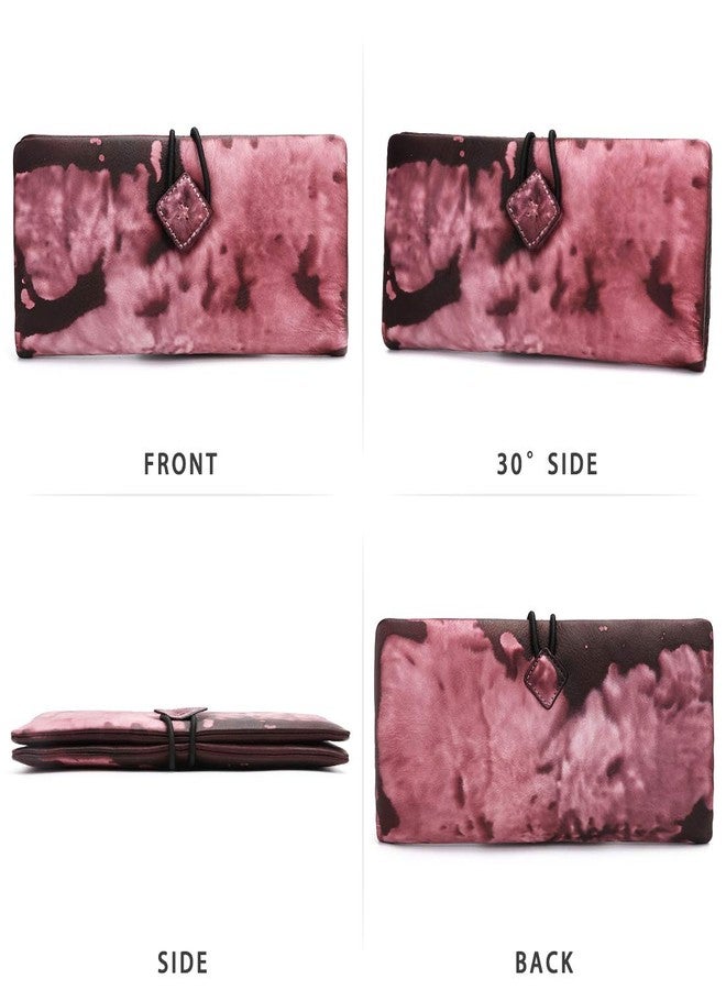 IVTG Genuine Leather Wallet for Women long Purse Slim Clutch vintage cowhide handmade Cash Card Holder Organizer (Pink) - Image 5