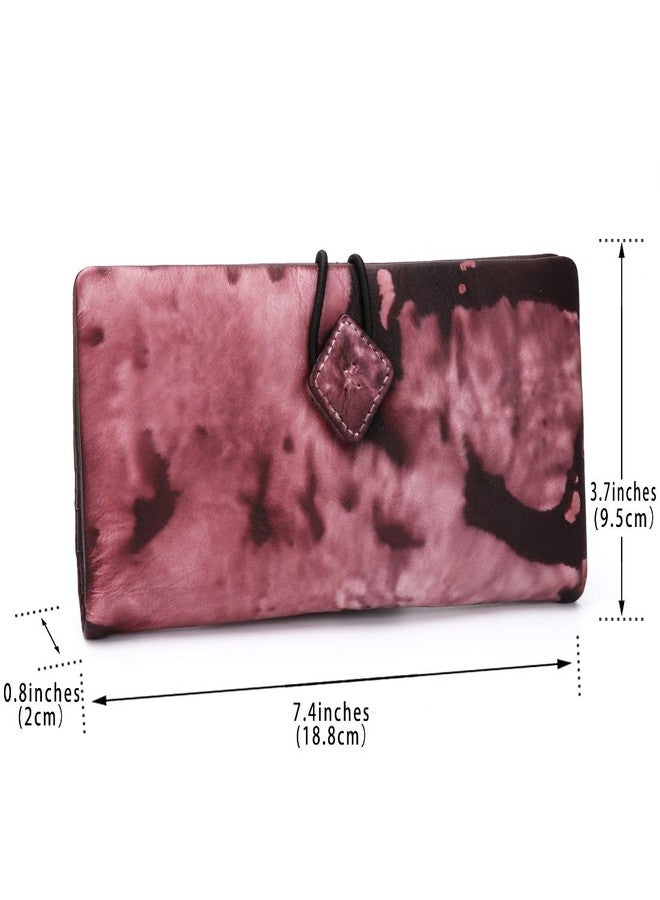 IVTG Genuine Leather Wallet for Women long Purse Slim Clutch vintage cowhide handmade Cash Card Holder Organizer (Pink) - Image 4