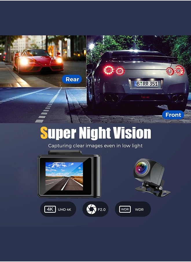 Digisand - 4K Dash Camera with WiFi & GPS,with Free 64G Card, 1080P HD Dashcam with 2-inch LCD Display Car Camera with WDR, Night Vision, Loop Recording, Parking Mode - Image 1