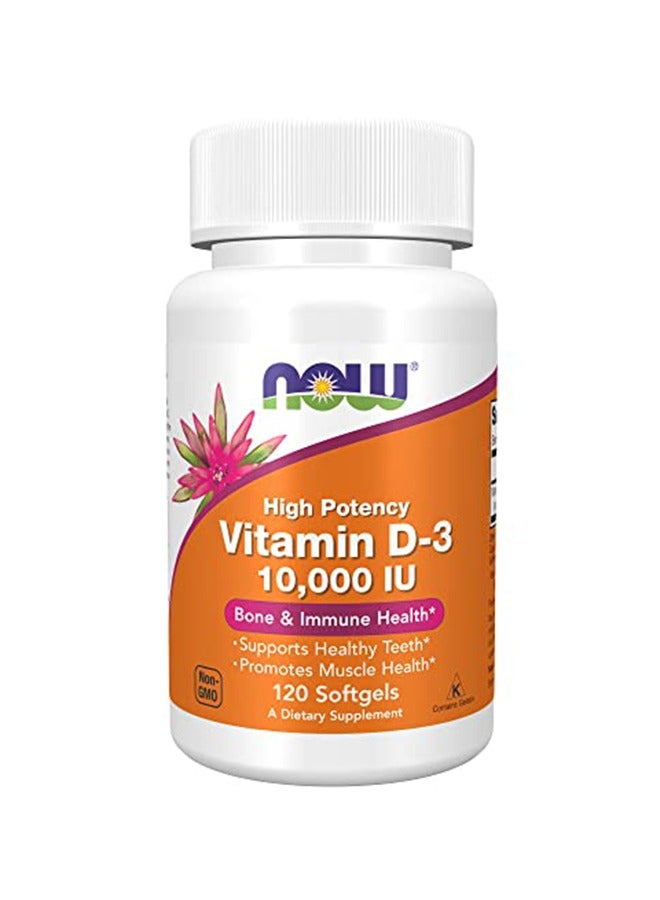 now High Potency Vitamin D-3 10000 IU - 120 Softgels  - Image 1
