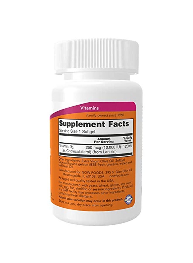 now High Potency Vitamin D-3 10000 IU - 120 Softgels  - Image 2
