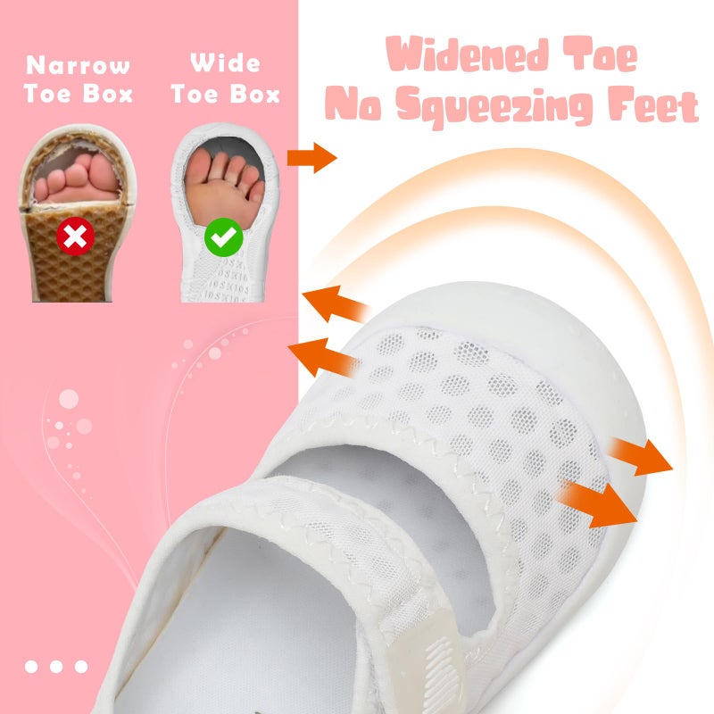 BARERUN Toddler Shoes Kid Toddler Water Shoes Boy's Girl's Quick Dry Beach Cute Swim Shoe Non-Slip Barefoot Lightweight Aqua Sand Sandals White Infant Size 12-18 Months - Image 5