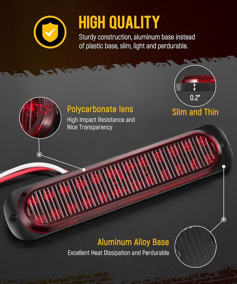 Partsam 2Pcs 7.5 inch Aluminum Housing Red 24LEDs Trailer Stop Brake Turn Signal Tail Light - Image 3
