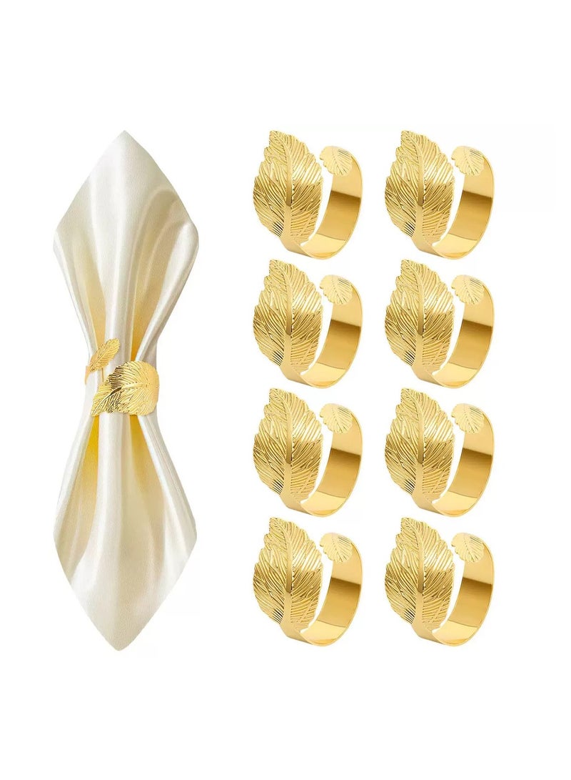 Napkin Rings, 8Pcs Gold Napkin Ring Holders,  For Table Settings Kitchen Dinner Party Wedding  - Image 1