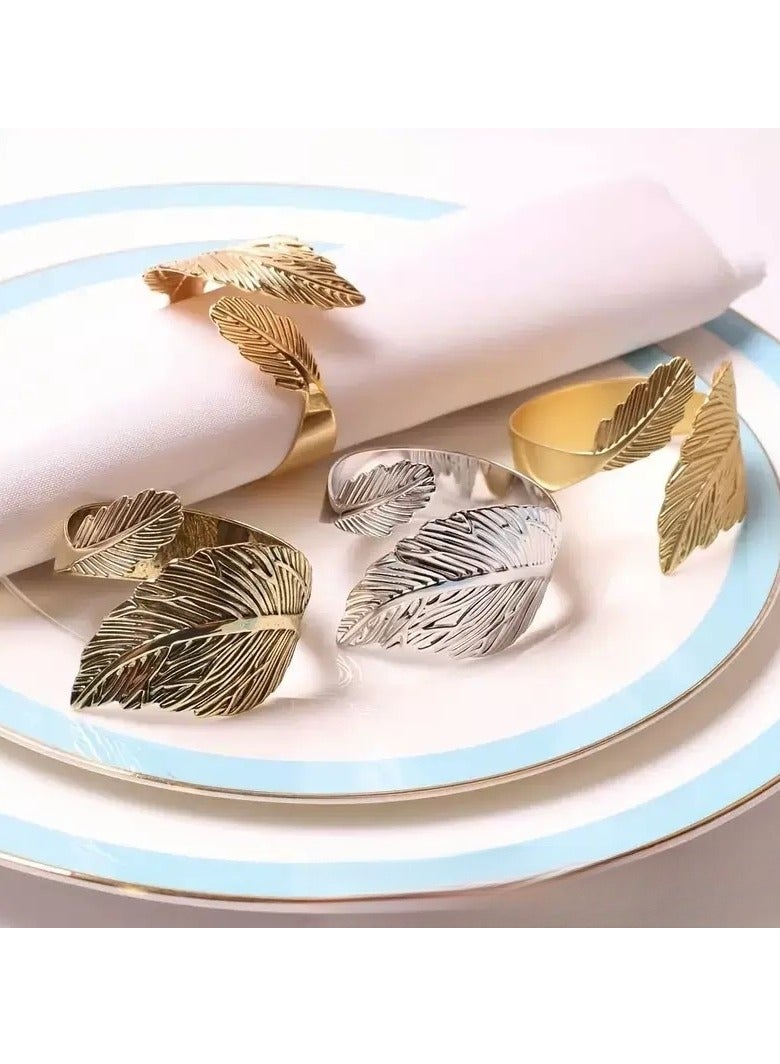 Napkin Rings, 8Pcs Gold Napkin Ring Holders,  For Table Settings Kitchen Dinner Party Wedding  - Image 3