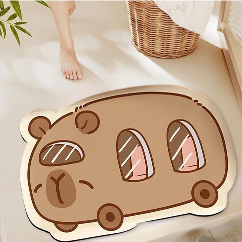 Shower Rugs for Bathroom Non Slip Capybara Bathroom Floor Mat Diatom Mud Carpet Quick Dry Bath Mat Soft Shower Floor Rug - Image 3