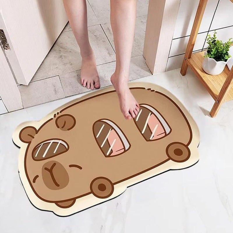 Shower Rugs for Bathroom Non Slip Capybara Bathroom Floor Mat Diatom Mud Carpet Quick Dry Bath Mat Soft Shower Floor Rug - Image 4