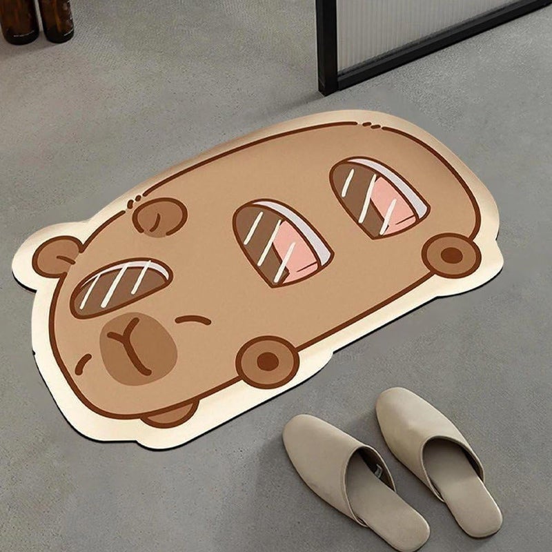 Shower Rugs for Bathroom Non Slip Capybara Bathroom Floor Mat Diatom Mud Carpet Quick Dry Bath Mat Soft Shower Floor Rug - Image 5