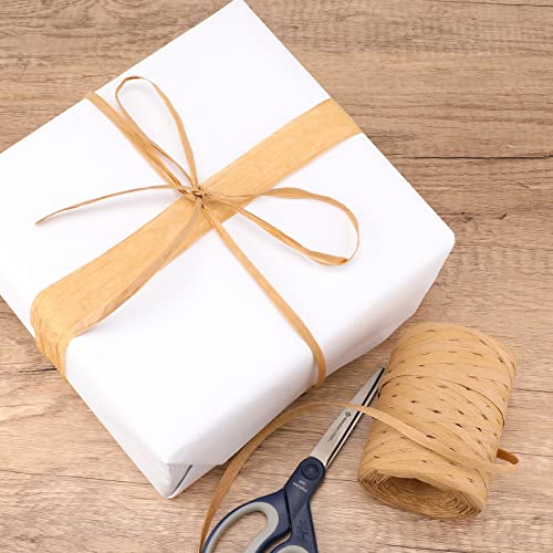 KINGLAKE 656 Feet Natural Raffia Paper Ribbon Twine Strings,1/4 Inch Kraft Raffia Twine Sturdy Packing Paper Craft Ribbon for Florist Bouquets Decoration Christmas Festival Holiday Gift Wrap DIY Crafts - Image 5