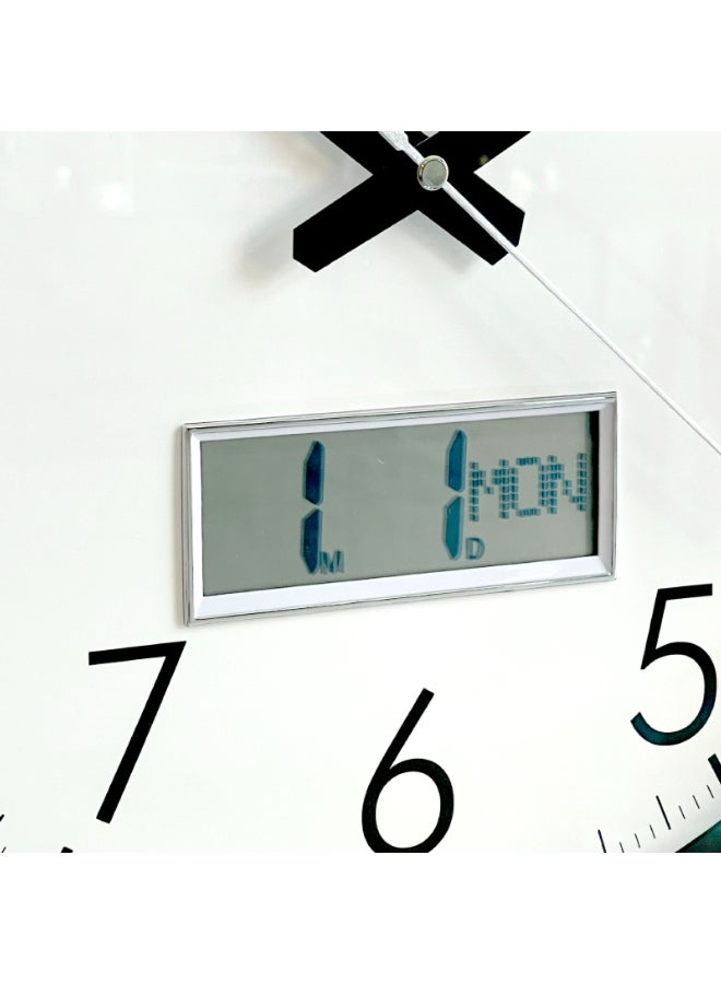 Rhythm Plastic Round LCD Calendar Display Wall Clock Silver and White 42 x 42 x 4.5 cm CFG702NR19 - Image 5