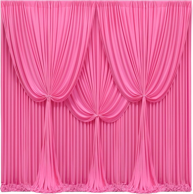 PARTISKY 24x10FT Hot Pink Backdrop Curtains for Wedding Parties, Wrinkle Free Polyester Photography Backdrop Drapes for Wedding Baby Shower Birthday Parties Stage Background Stand Decorations 4x10ft,6 Panels - Image 1