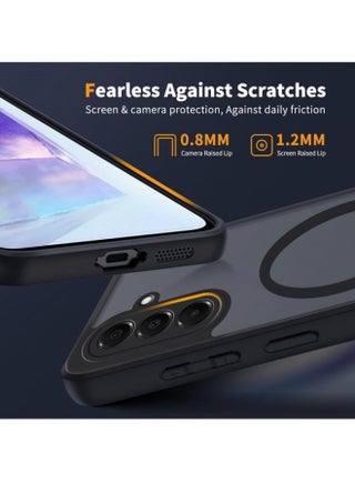 جراب مغناطيسي لهاتف Samsung Galaxy A17 5G، متوافق مع MagSafe [حماية من السقوط بدرجة عسكرية] [مضاد لبصمات الأصابع] غطاء حماية رفيع شفاف غير لامع مقاوم للصدمات لهاتف Galaxy A17 (أسود) - view 4