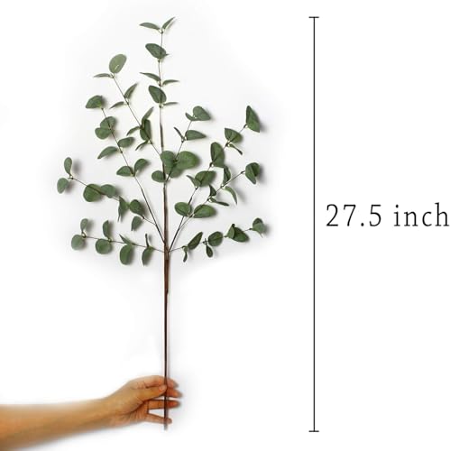 VGIA 12 Pcs 27 Eucalyptus Stems Greenery Stems Eucalyptus Leaf Spray in Green Silk Plastic Plants Floral Artificial Plants for Home Party Wedding Decoration - Image 3